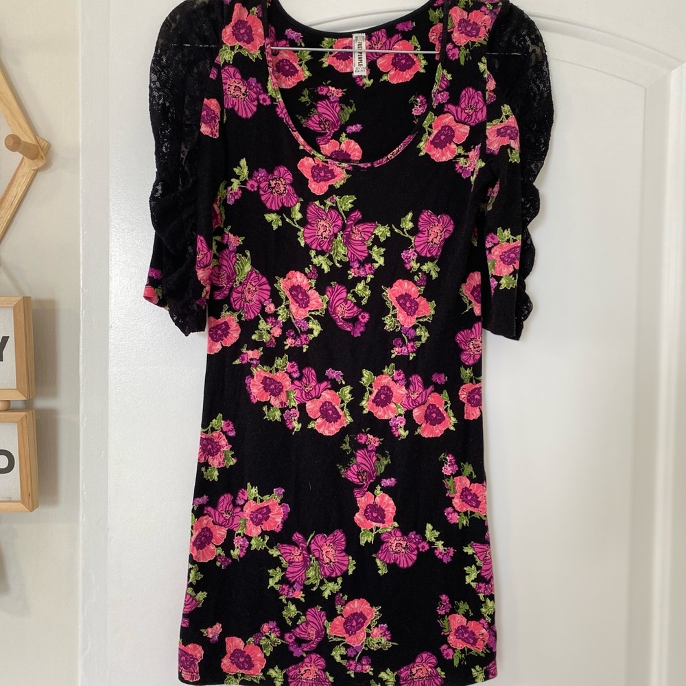 Free people floral mini bodycon dress